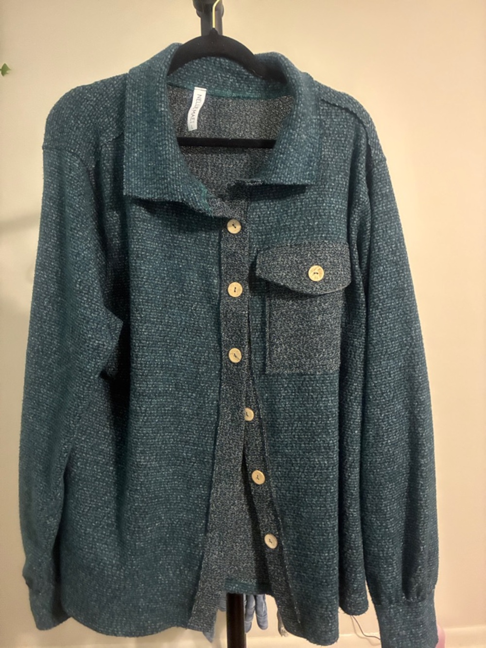 Green Button-Front Women’s Shacket